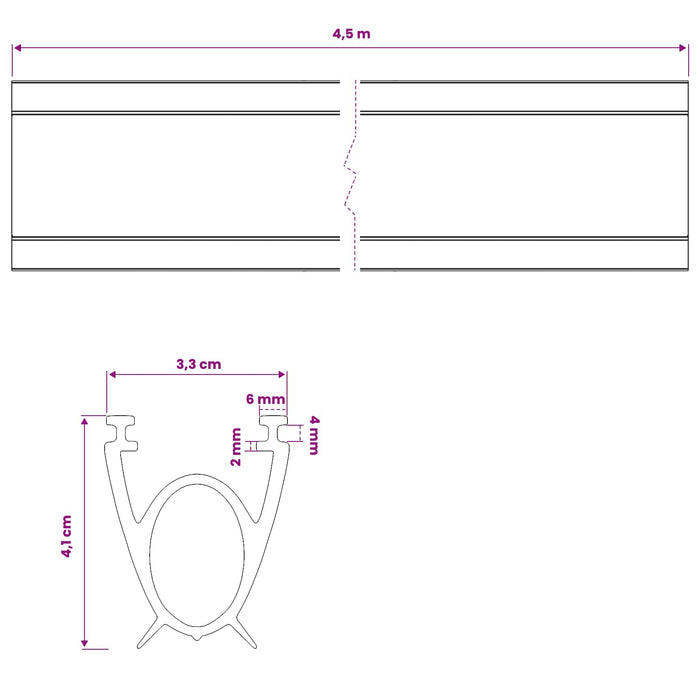 Etanșare pentru Ușa Garajului Negru 41 x 33 mm 4,5 m PVC WALTI