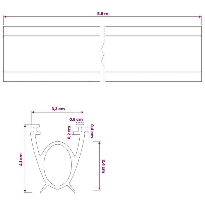 Etanșare pentru Ușa Garajului Negru 41 x 33 mm 5,5 m PVC - WALTI WALTI