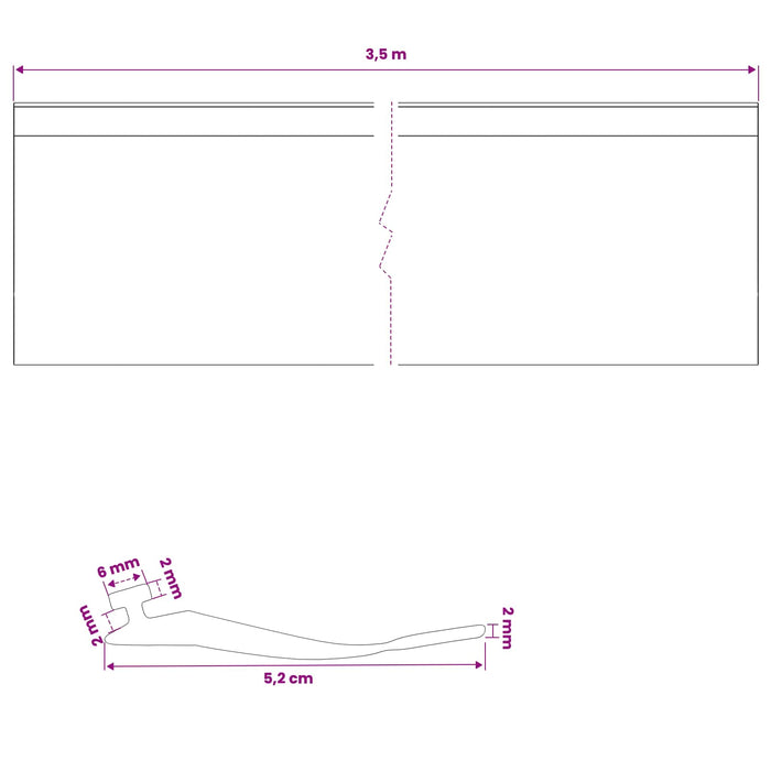 Etanșare pentru Ușa Garajului Negru 52 x 2 mm 3,5 m PVC WALTI