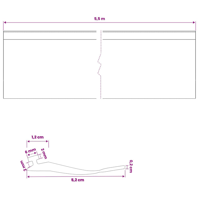 Etanșare pentru Ușa Garajului Negru 52 x 2 mm 5,5 m PVC - WALTI WALTI