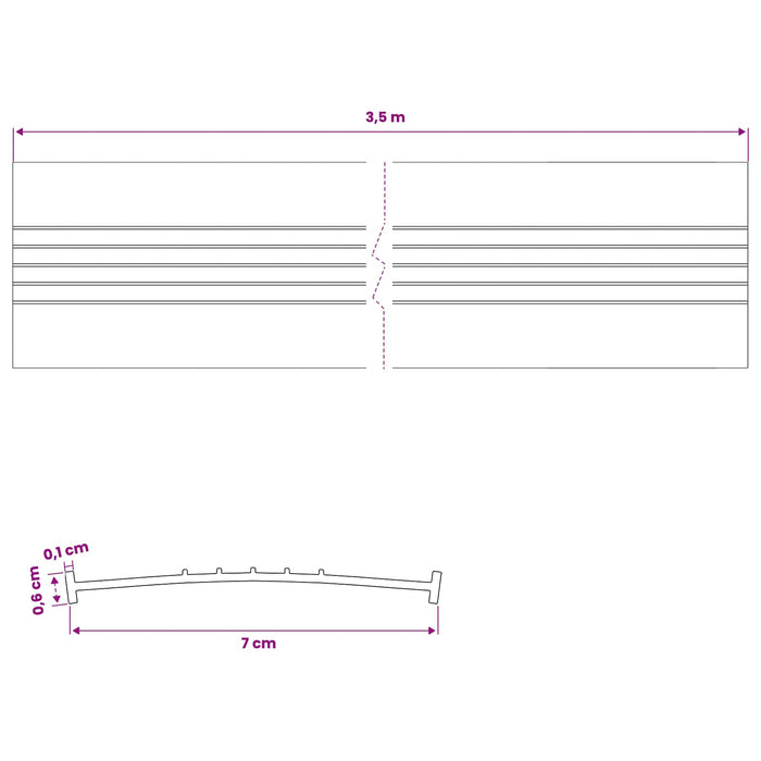 Etanșare pentru Ușa Garajului Negru 70 x 6 mm 3,5 m PVC WALTI