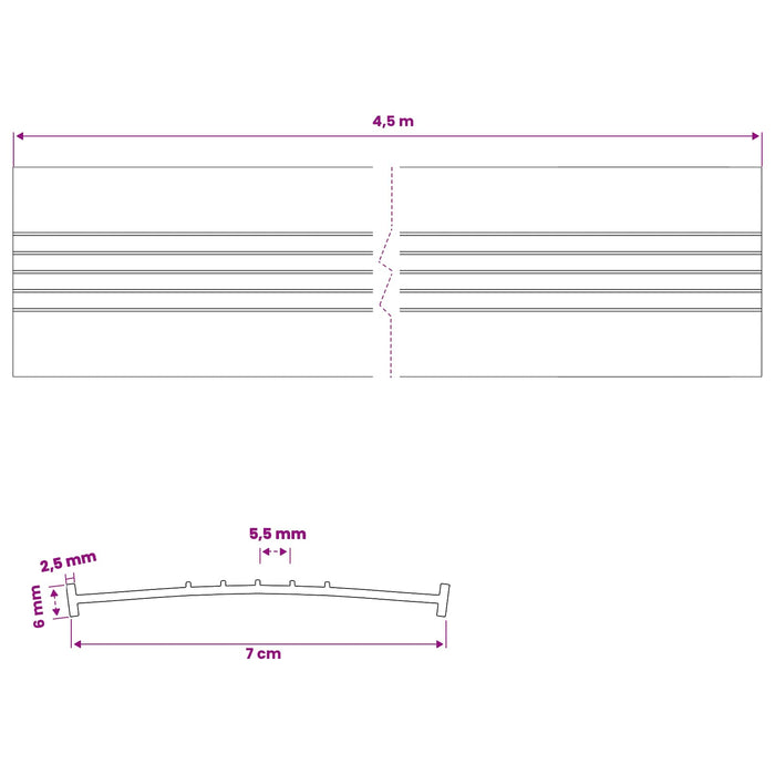 Etanșare pentru Ușa Garajului Negru 70 x 6 mm 4,5 m PVC - WALTI WALTI