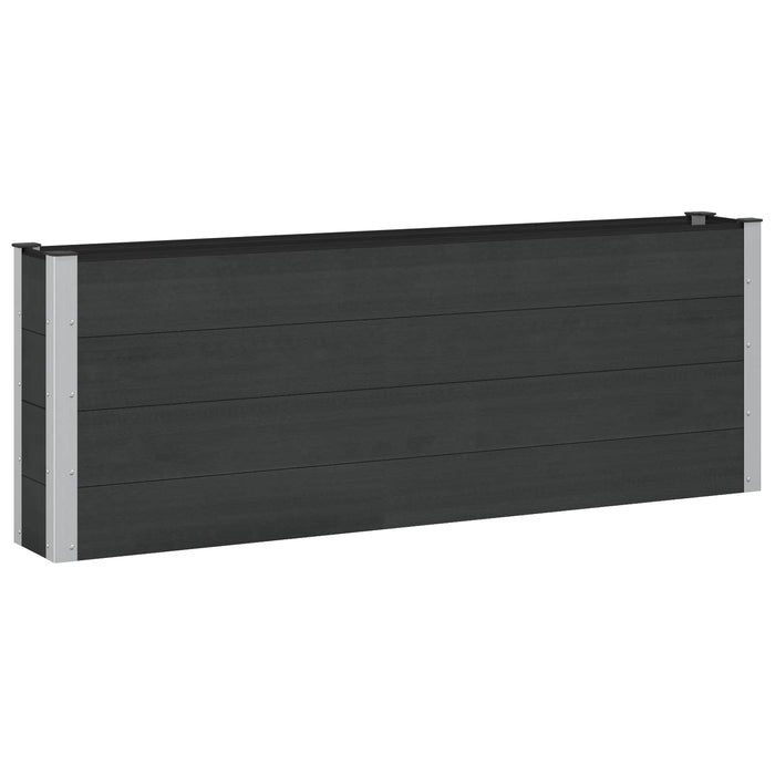 Strat înălțat de grădină Negru 200 x 30 x 72 cm WPC și Aluminiu WALTI