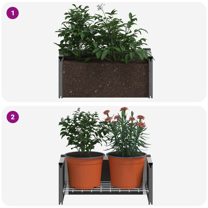 Strat înălțat de grădină Gri 50 x 30 x 22 cm WPC și Aluminiu WALTI