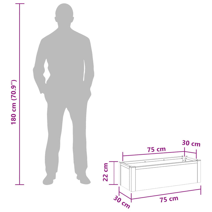 Strat înălțat de grădină Gri 75 x 30 x 22 cm WPC și Aluminiu WALTI