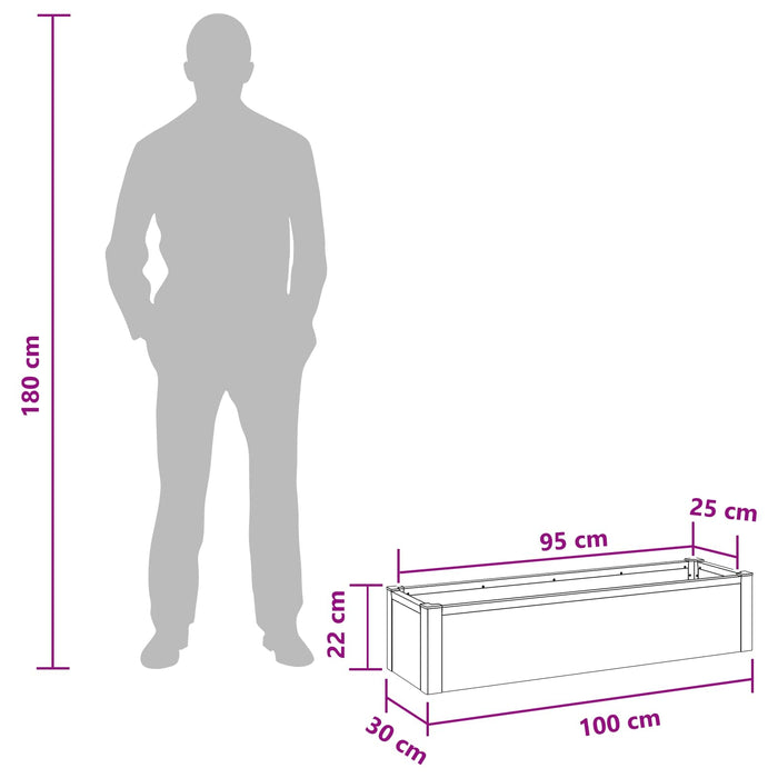 Strat înălțat de grădină Gri 100 x 30 x 22 cm WPC și Aluminiu WALTI