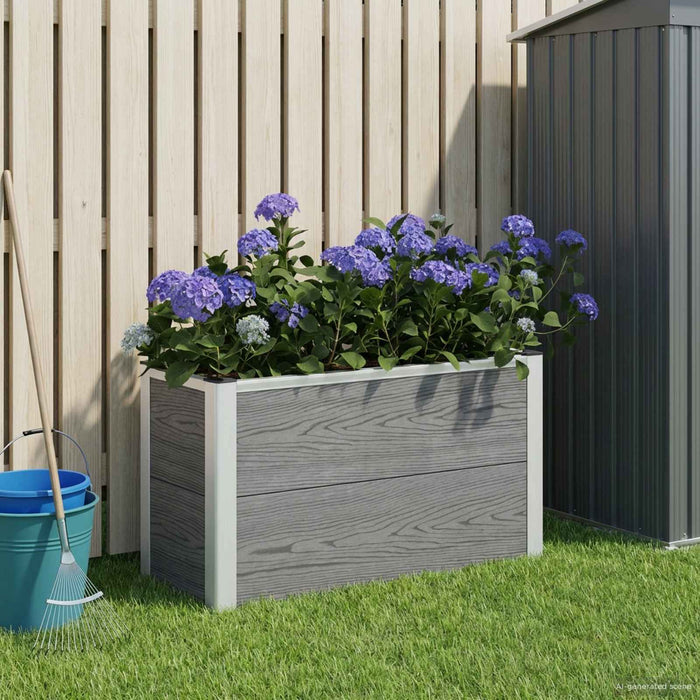 Strat înălțat de grădină Gri 75 x 30 x 22 cm WPC și Aluminiu WALTI