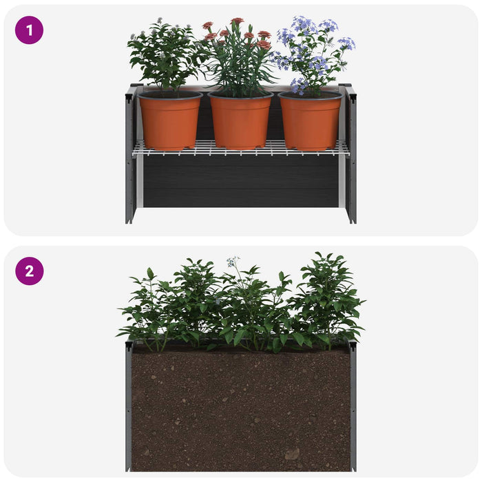 Strat înălțat de grădină Gri 75 x 30 x 22 cm WPC și Aluminiu WALTI