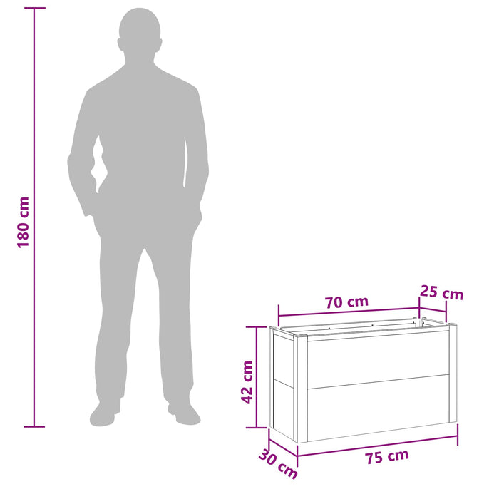 Strat înălțat de grădină Gri 75 x 30 x 22 cm WPC și Aluminiu WALTI