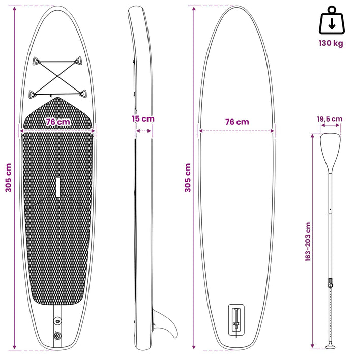 Plăcuță de paddle gonflabilă SCYLLA 305 x 76 x 15 cm albastru WALTI