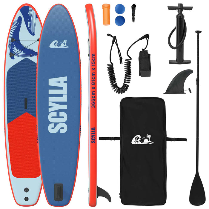 Placă de paddle gonflabilă SCYLLA 366 x 81 x 15 cm albastru WALTI