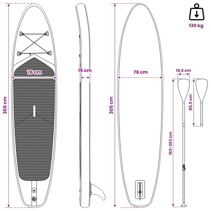 Placă SUP cu Șezlong 2 în 1 TRITON 305 x 76 x 15 cm albastru WALTI