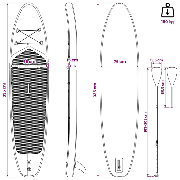 Placă SUP cu Șezlong 2 în 1 POSEIDON 335 x 76 x 15 cm Verde WALTI