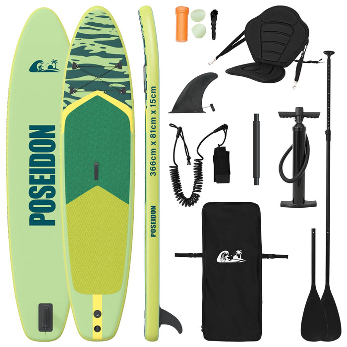 Placă SUP cu Șezlong 2 în 1 POSEIDON 366 x 81 x 15 cm Verde WALTI