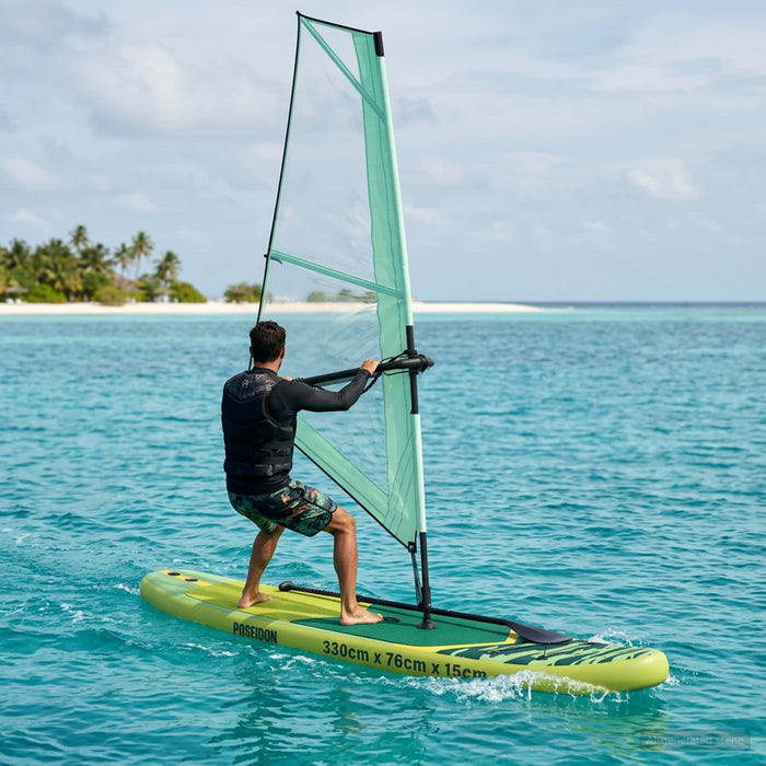 Tablă SUP gonflabilă cu Vela POSEIDON 330 x 76 x 15 cm Verde WALTI