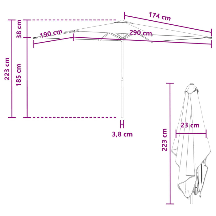 Parasol de Grădină 200 x 300 cm Poliester Dreptunghiular WALTI