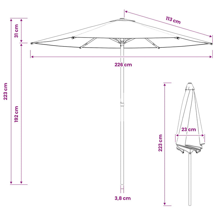Parasol de Grădină 230 x 230 cm Poliester Dreptunghiular WALTI