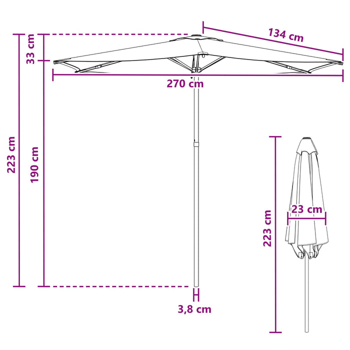 Parasol de Grădină 270 x 270 cm Poliester Dreptunghiular WALTI
