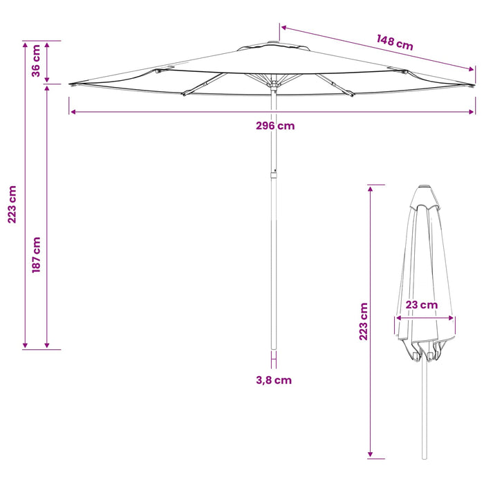 Parasol de Grădină 300 x 300 cm Poliester Dreptunghiular WALTI