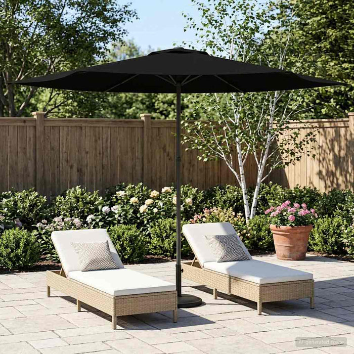 Parasol de Grădină 300 x 300 cm Poliester Dreptunghiular Negru WALTI