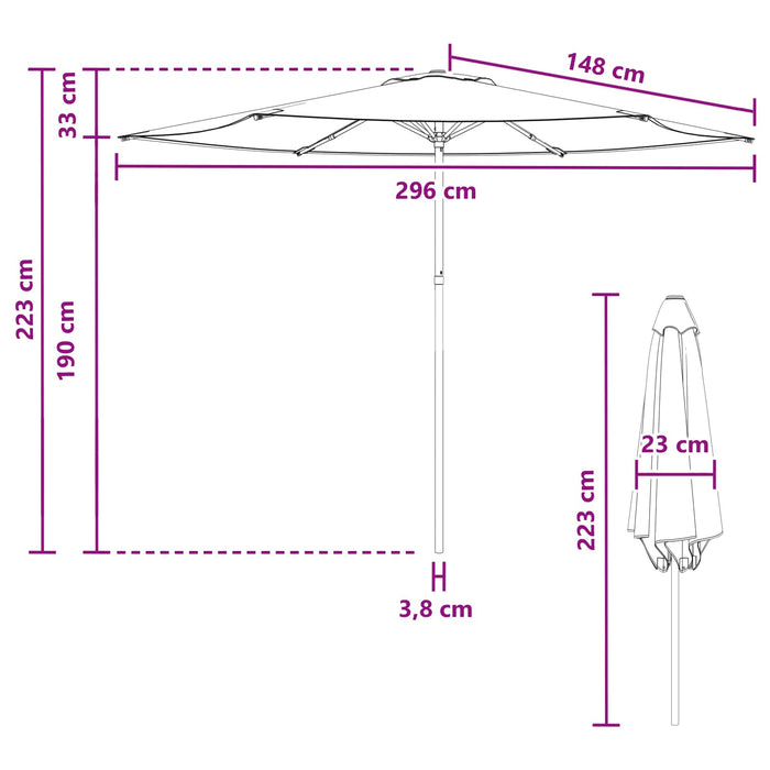 Parasol de Grădină 300 x 300 cm Poliester Dreptunghiular WALTI