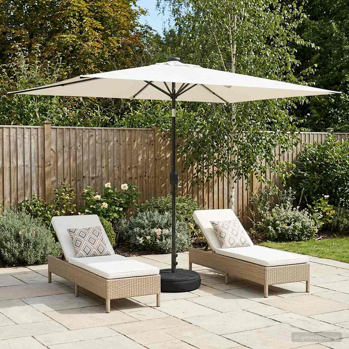Parasol de grădină cu lumini LED și bază 200 x 300 cm Poliester WALTI