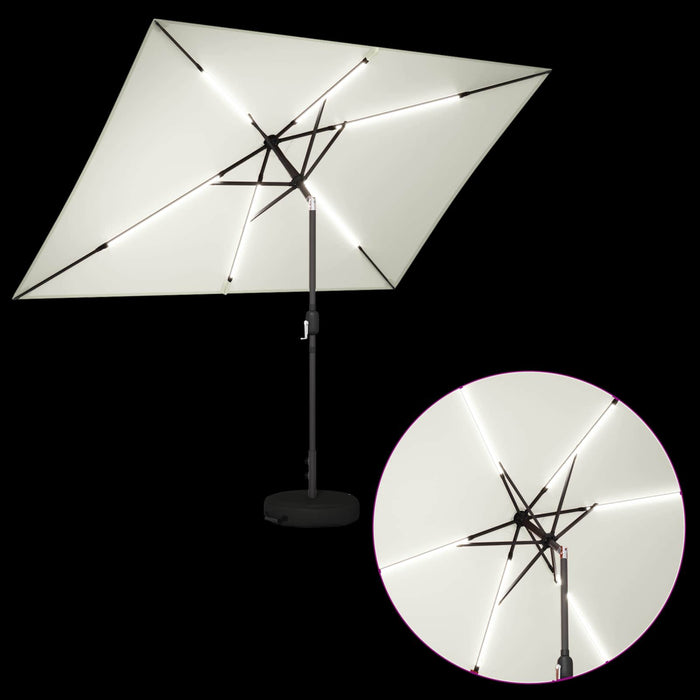Parasol de grădină cu lumini LED și bază 200 x 300 cm Poliester WALTI