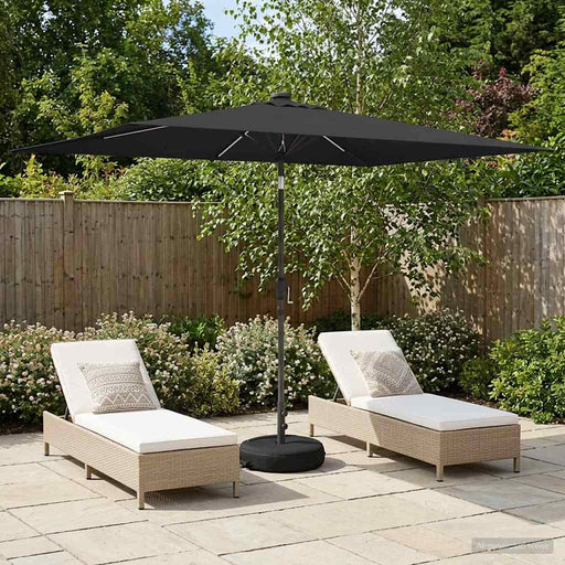 Parasol de grădină cu lumini LED și bază 200 x 300 cm Poliester - WALTI WALTI