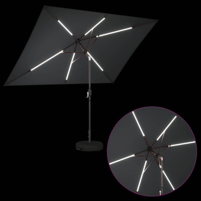Parasol de grădină cu lumini LED și bază 200 x 300 cm Poliester WALTI