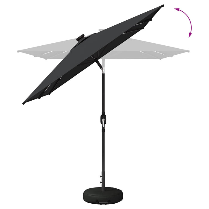 Parasol de grădină cu lumini LED și bază 200 x 300 cm Poliester WALTI