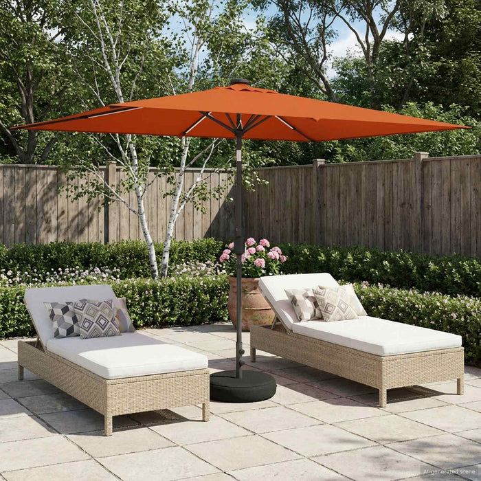 Parasol de grădină cu lumini LED și bază 200 x 300 cm Poliester WALTI