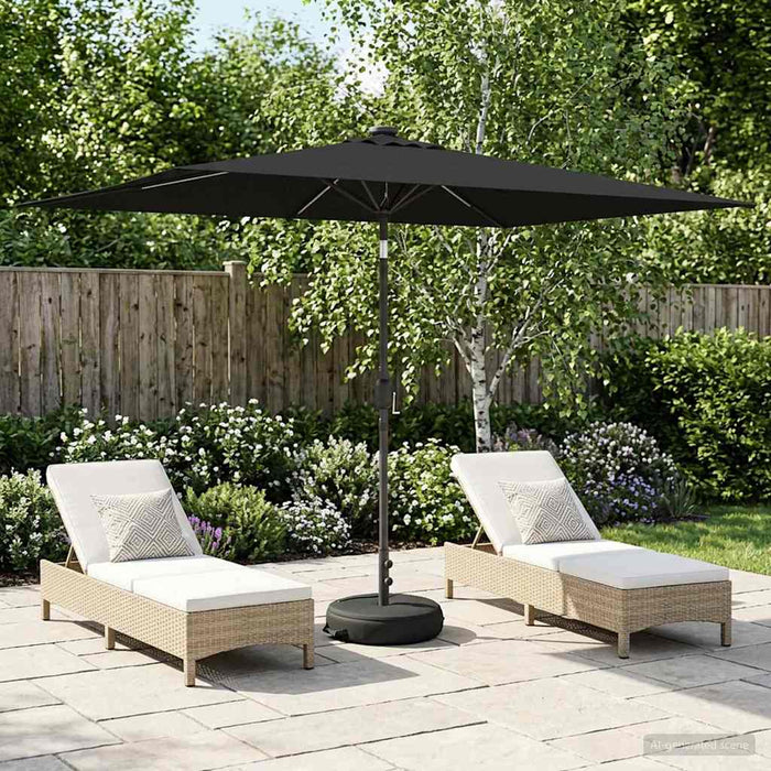 Parasol de grădină cu lumini LED și bază 200 x 300 cm Poliester WALTI