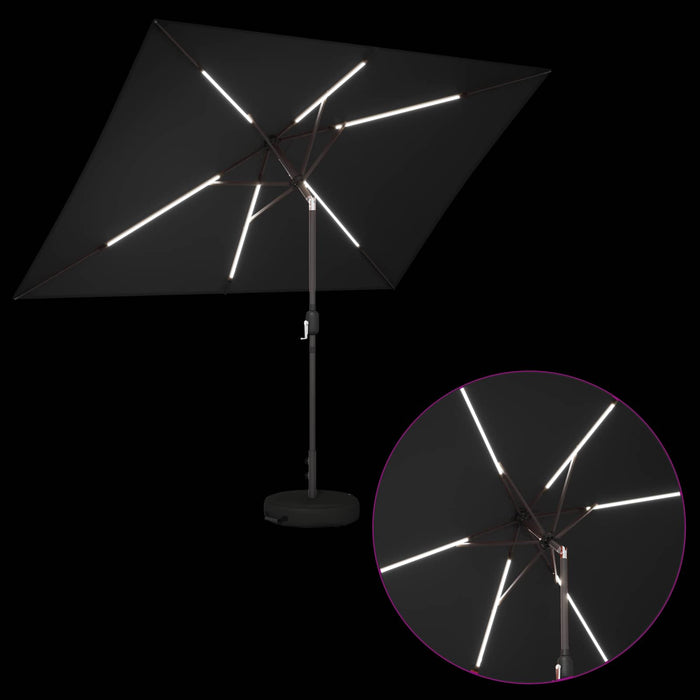 Parasol de grădină cu lumini LED și bază 200 x 300 cm Poliester WALTI