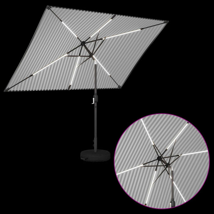 Parasol de grădină cu lumini LED și bază 200 x 300 cm Poliester WALTI