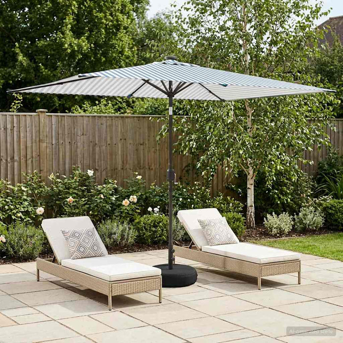 Parasol de grădină cu lumini LED și bază 200 x 300 cm Poliester WALTI