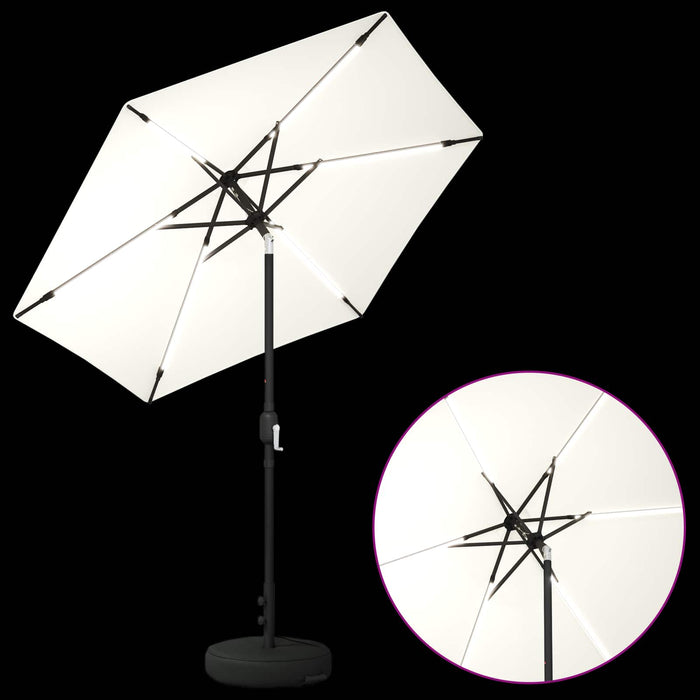 Parasol de grădină cu lumini LED și bază 230 x 230 cm Poliester WALTI