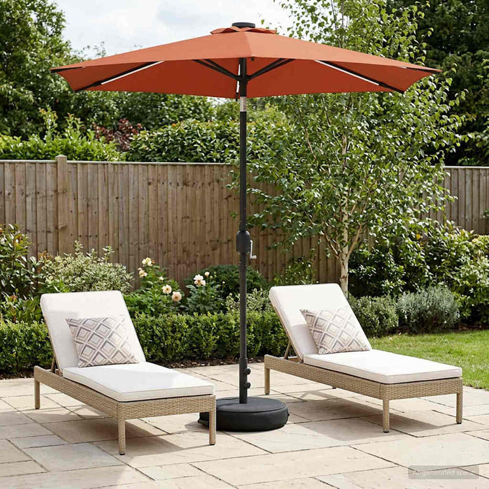 Parasol de grădină cu lumini LED și bază 230 x 230 cm Poliester WALTI