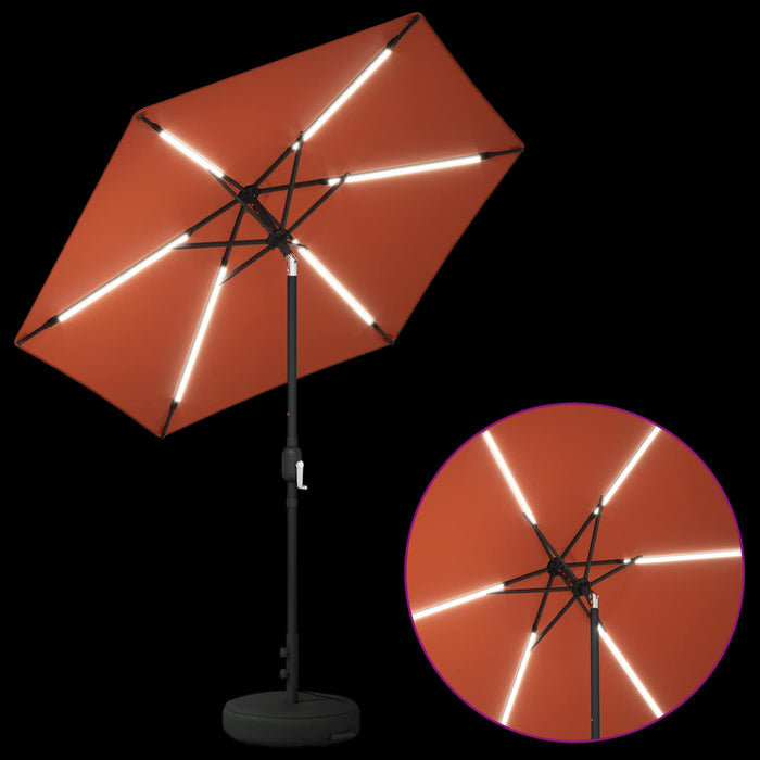 Parasol de grădină cu lumini LED și bază 230 x 230 cm Poliester WALTI