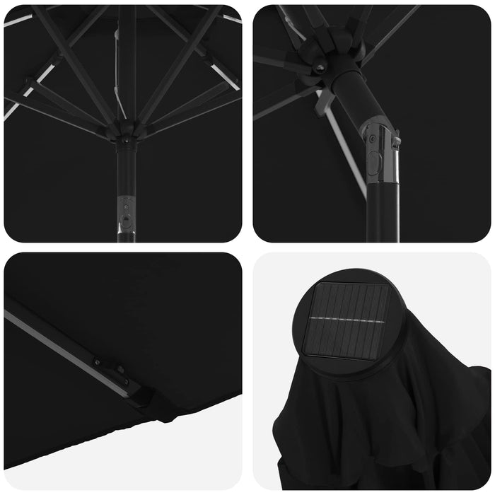 Parasol de grădină cu lumini LED și bază 230 x 230 cm Poliester WALTI