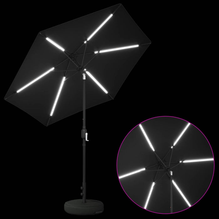 Parasol de grădină cu lumini LED și bază 230 x 230 cm Poliester WALTI