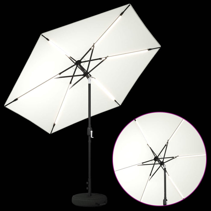 Parasol de grădină cu lumini LED și bază 270 x 270 cm Poliester WALTI