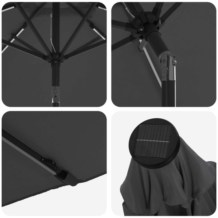 Parasol de grădină cu lumini LED și bază 270 x 270 cm Poliester WALTI