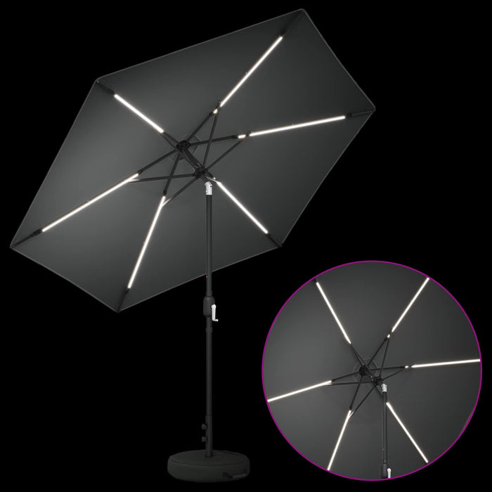 Parasol de grădină cu lumini LED și bază 270 x 270 cm Poliester WALTI