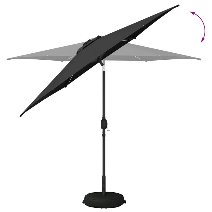 Parasol de grădină cu lumini LED și bază 270 x 270 cm Poliester WALTI