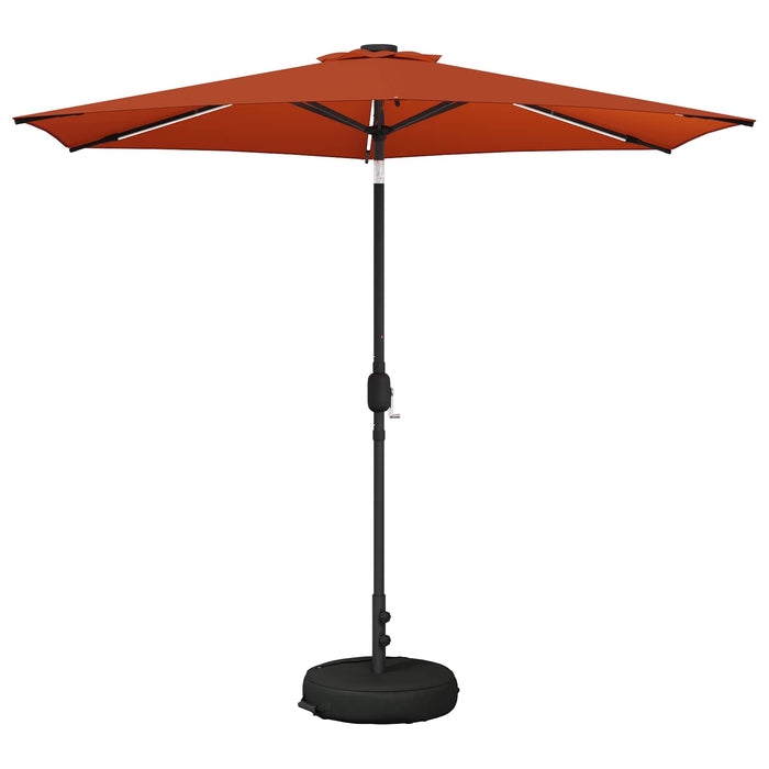 Parasol de grădină cu lumini LED și bază 270 x 270 cm Poliester WALTI