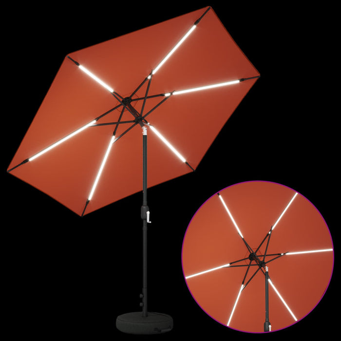 Parasol de grădină cu lumini LED și bază 270 x 270 cm Poliester WALTI