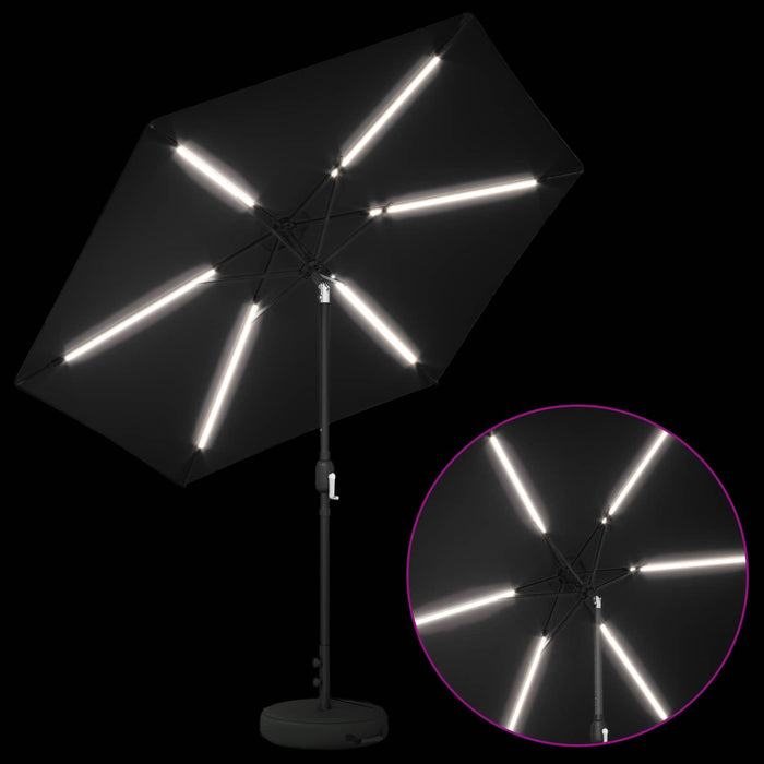 Parasol de grădină cu lumini LED și bază 270 x 270 cm Poliester WALTI