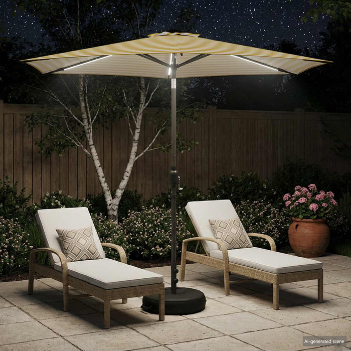Parasol de grădină cu lumini LED și bază 270 x 270 cm Poliester WALTI