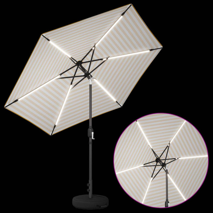Parasol de grădină cu lumini LED și bază 270 x 270 cm Poliester WALTI