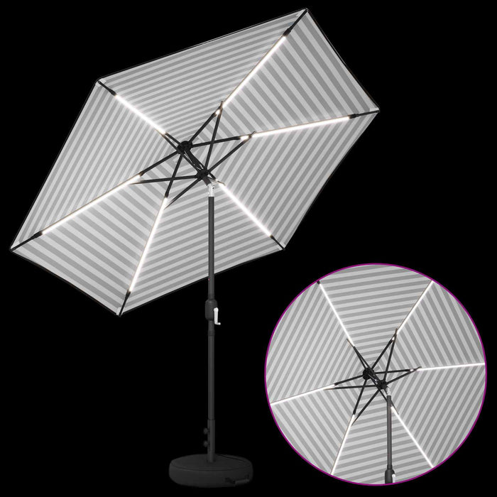 Parasol de grădină cu lumini LED și bază 270 x 270 cm Poliester WALTI